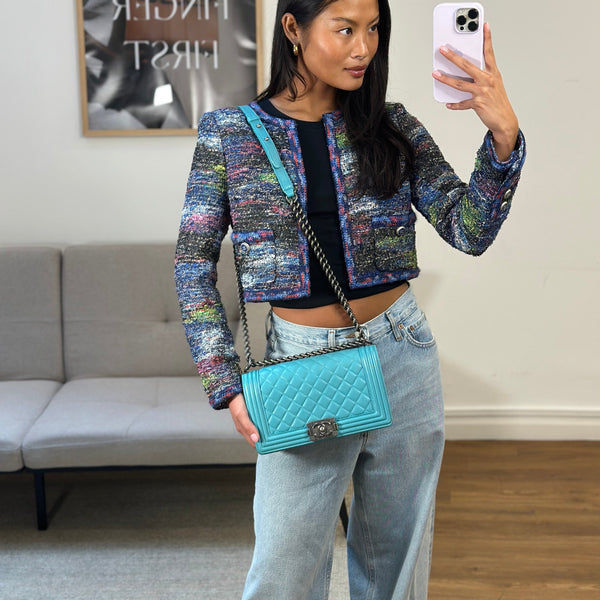 *FIRE PRICE* Chanel Teal Medium Boy Bag in Lambskin Leather with Ruthenium Hardware