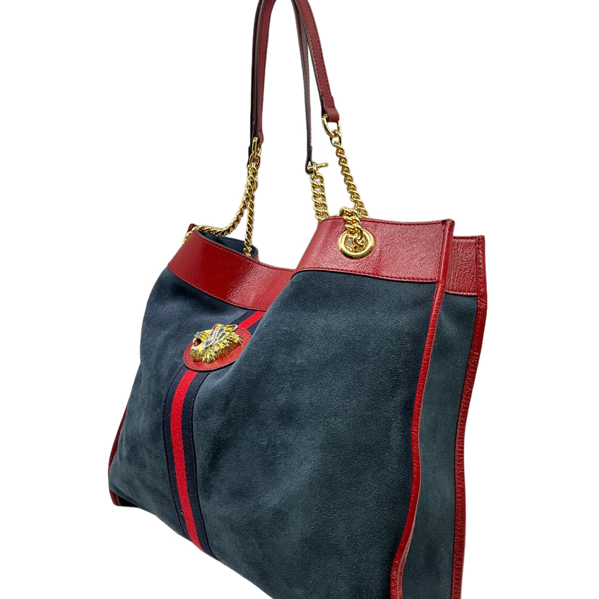 Large Gucci Rajah Tote in Blue Suede