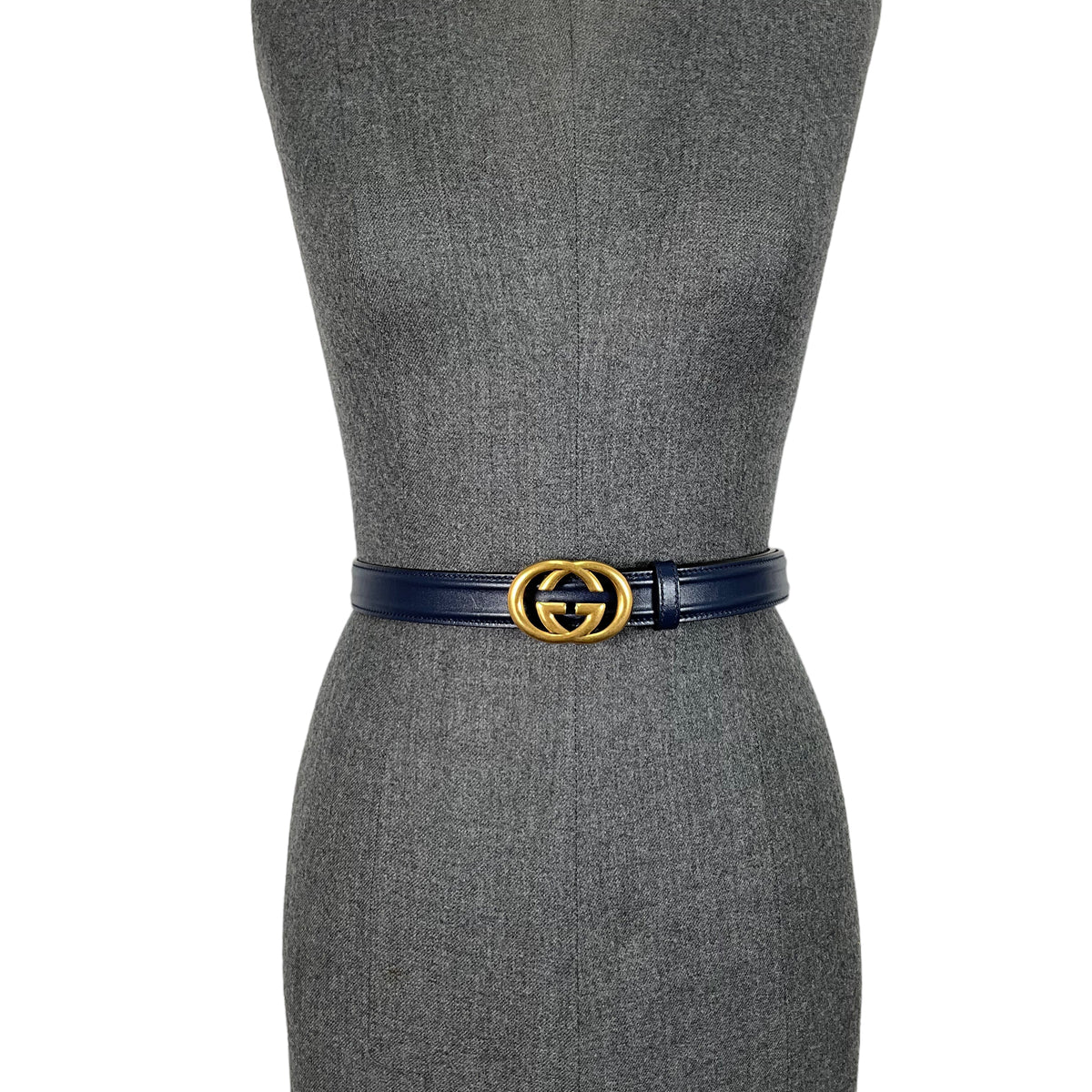 Gucci Navy Blue GG Belt Size 95