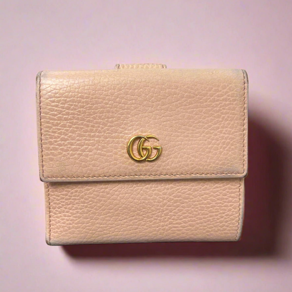 Gucci Pink GG Marmont Leather Compact Wallet
