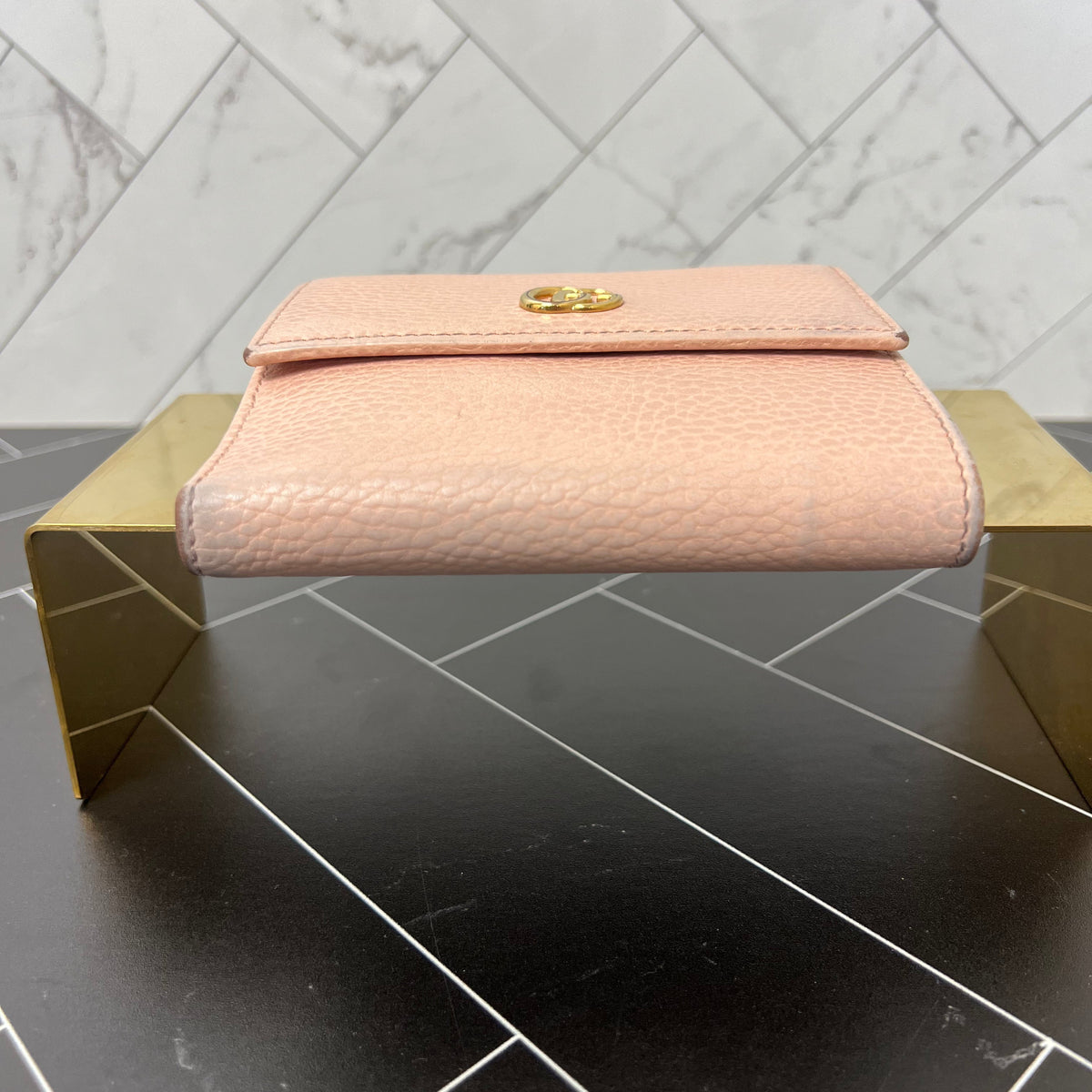 Gucci Pink GG Marmont Leather Compact Wallet