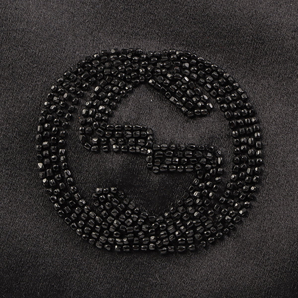 Gucci Satin Beads Logo Kiss-Lock Clasp Hand Bag Black