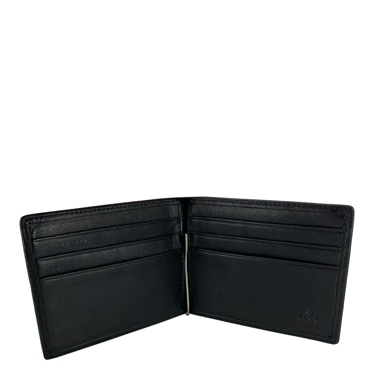 GUCCI GG Monogram Leather Clip Bi-Fold Wallet