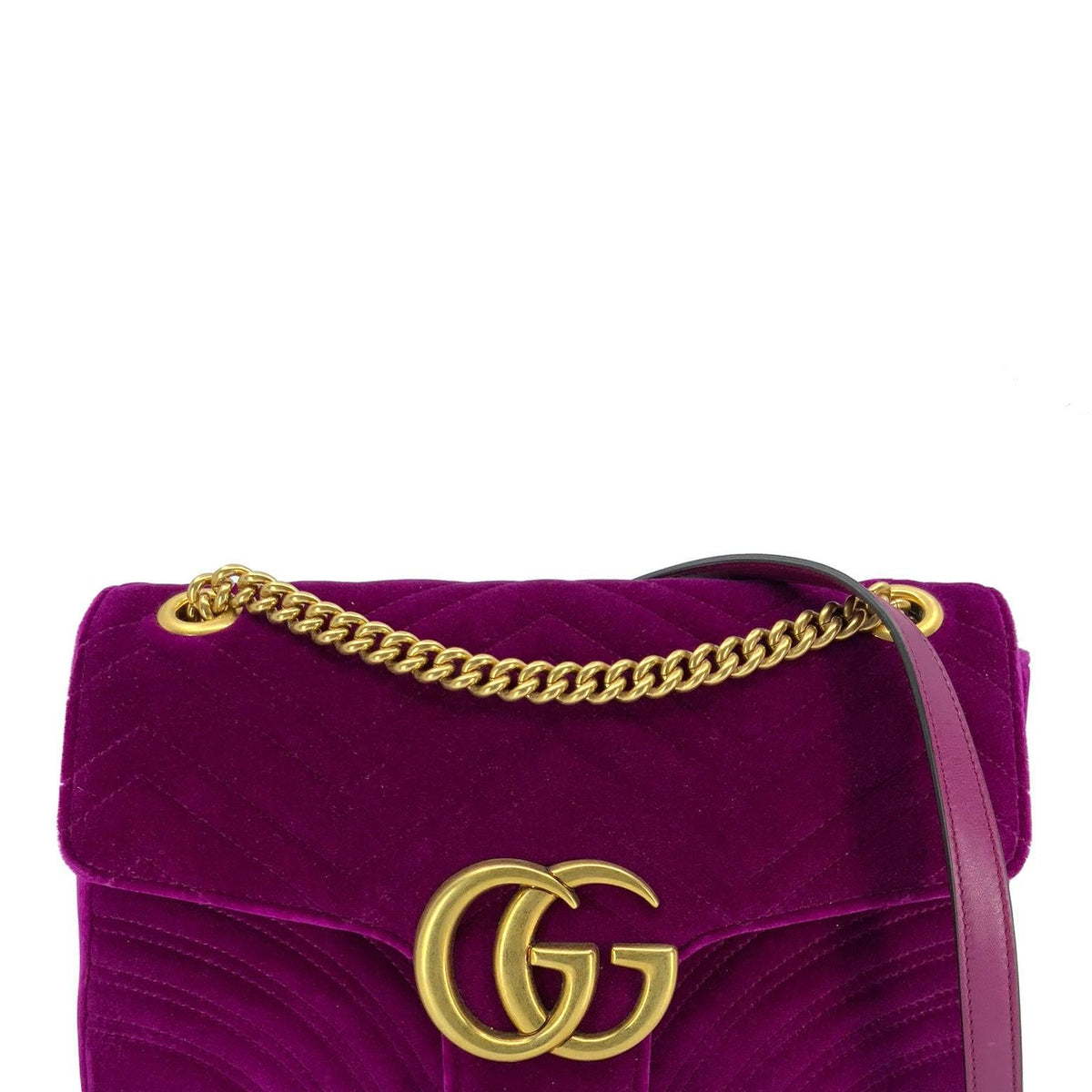 Gucci GG Marmont Matelasse Velvet Medium Shoulder Bag