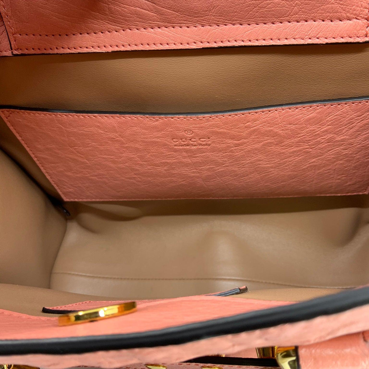 GUCCI Diana Small Ostrich  Bamboo Handle Tote NEW