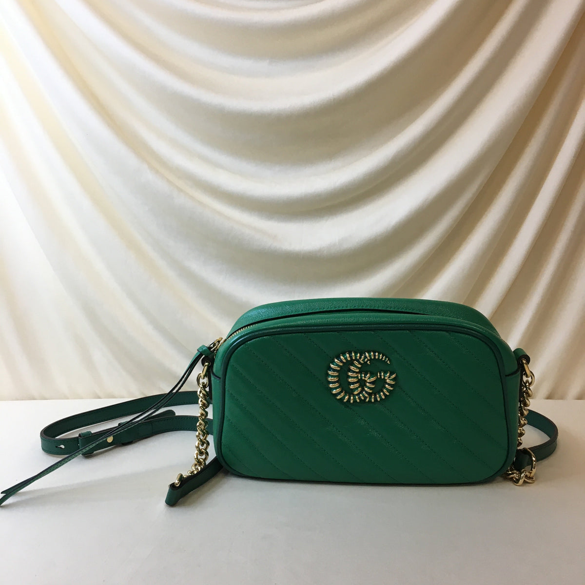 Gucci Green Leather Marmont Camera Bag Sku# 68878