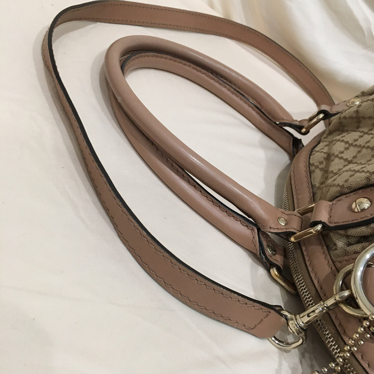Gucci Brown Pink Canvas Sukey 2-ways Shoulder Bag Sku# 71207