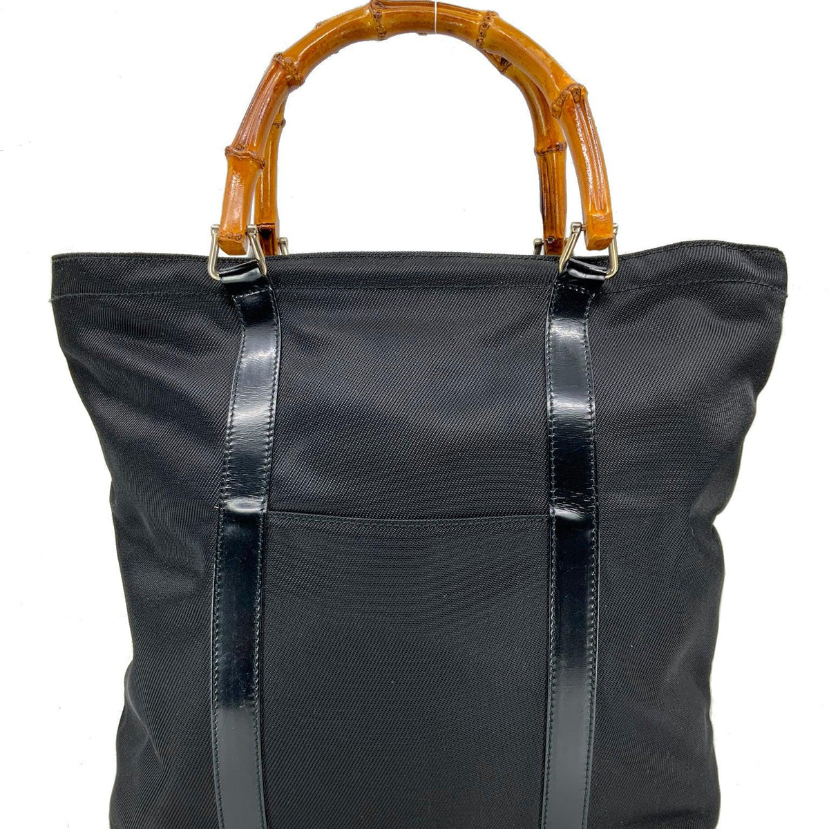 GUCCI Vintage Nylon Bamboo Top Handle Tote Bag