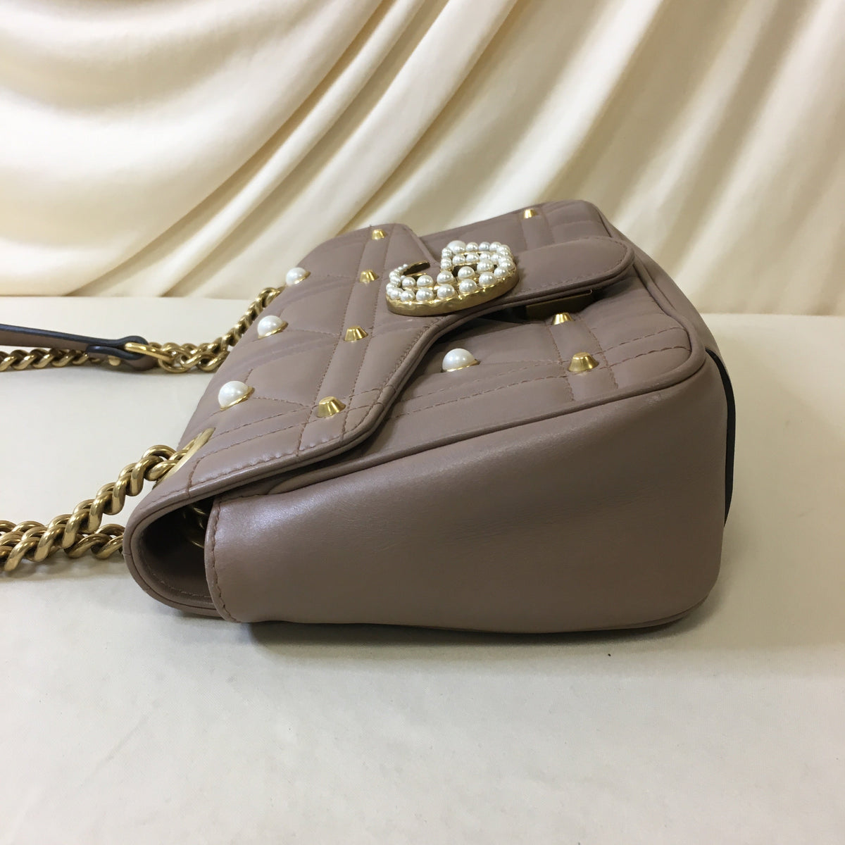 Gucci GG Pearl Studded Rose Crossbody Bag Sku# 67516