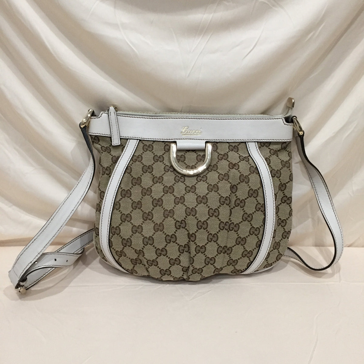 Gucci Brown White GG Canvas Crossbody Bag Sku# 72021