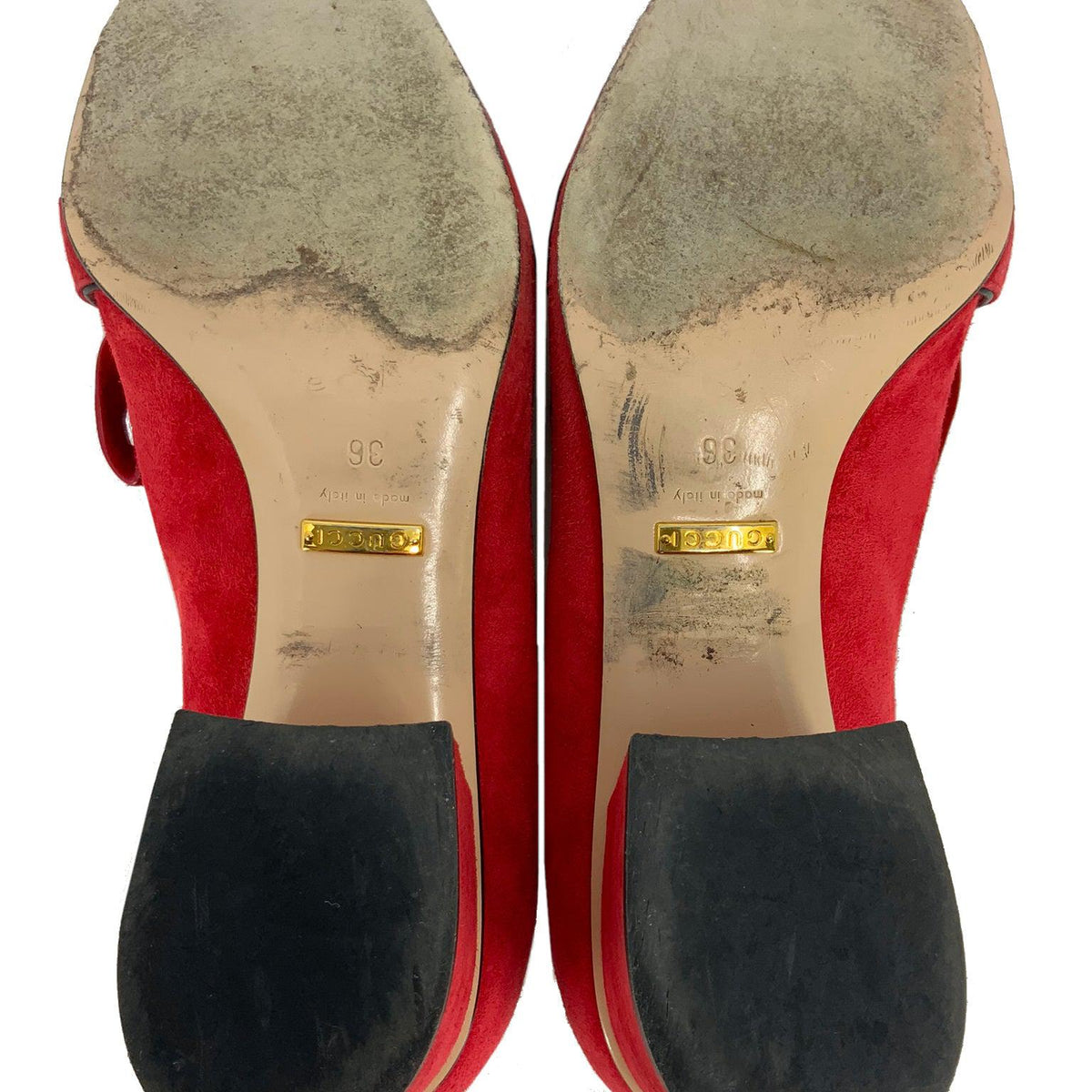 Gucci Marmont GG Suede Block-Heel Pumps Size 6