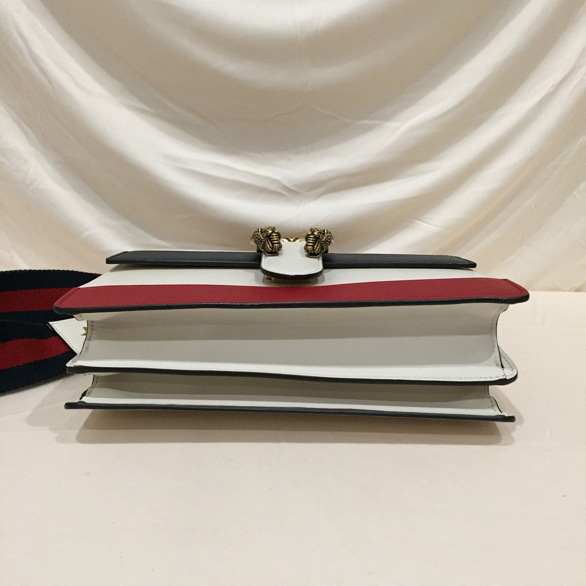 Gucci White Navy Red Calfskin Bamboo Dionysus Shoulder Bag Sku# 71927