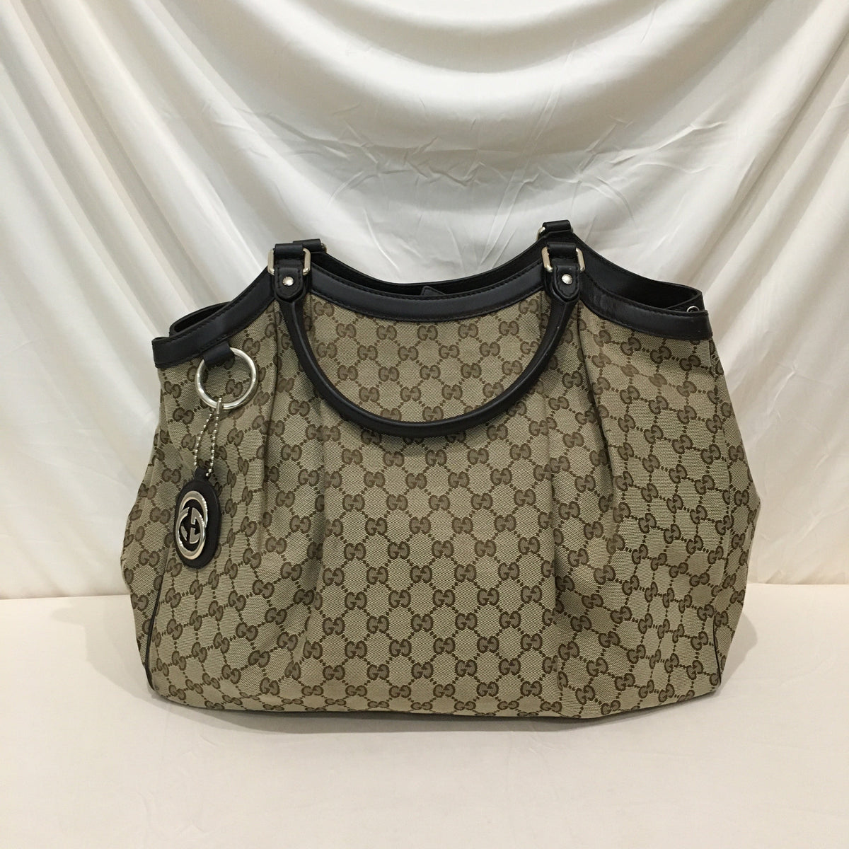 Gucci Brown GG Cavas Large Sukey Tote Sku# 71203