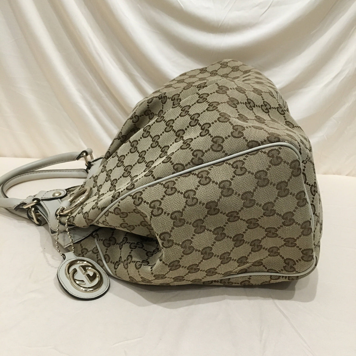 Gucci Beige GG Cavas Large Sukey Tote Sku# 71200