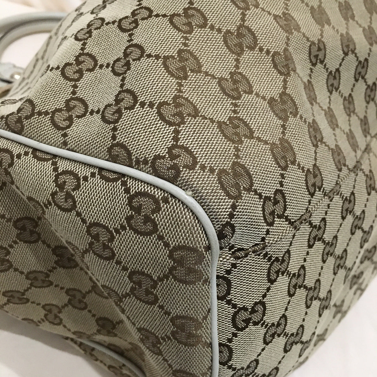 Gucci Beige GG Cavas Large Sukey Tote Sku# 71200