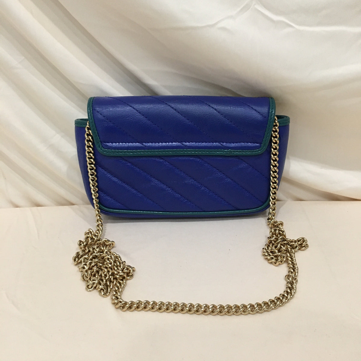 Gucci Blue Green Marmont Super Mini Crossbody Bag Sku# 70185