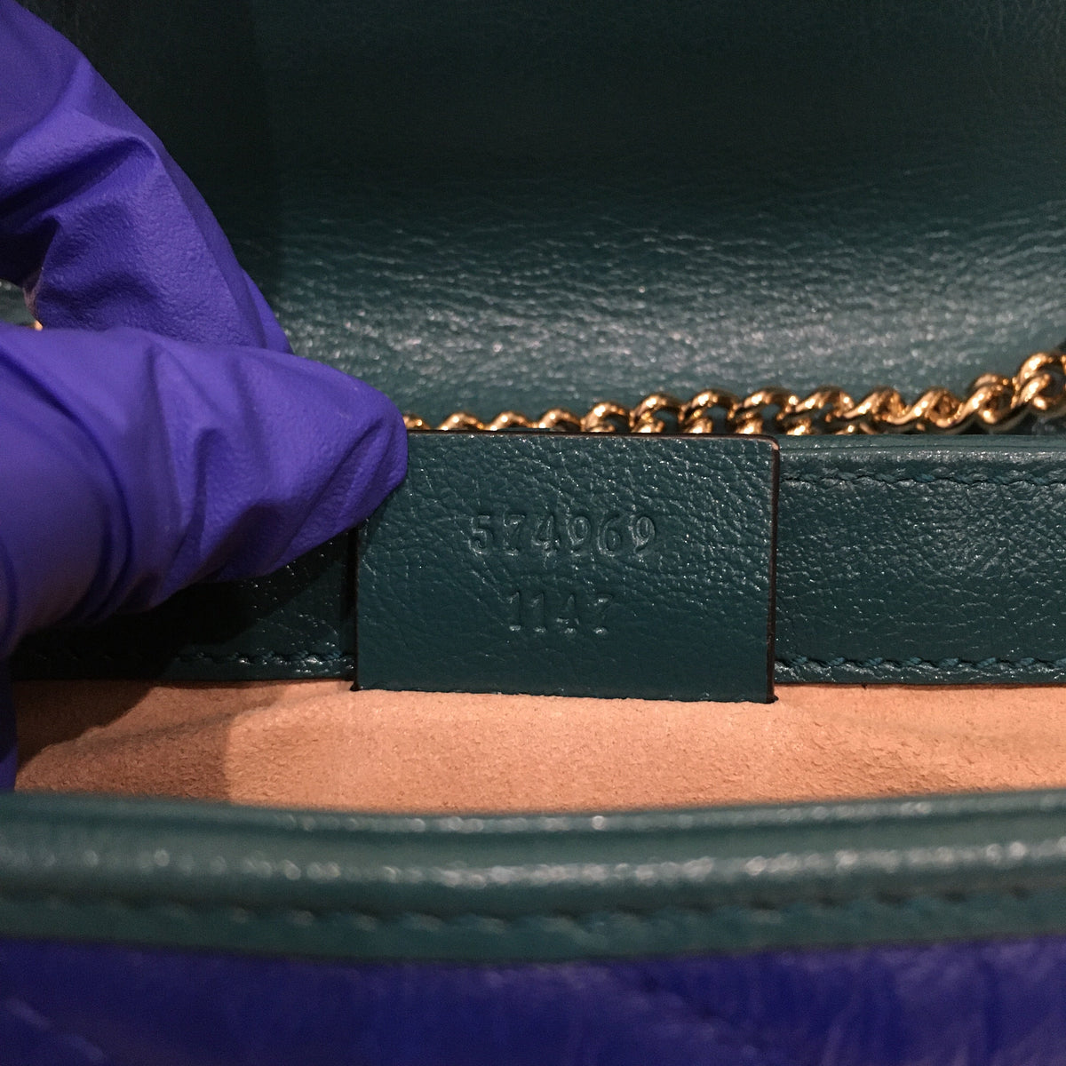 Gucci Blue Green Marmont Super Mini Crossbody Bag Sku# 70185