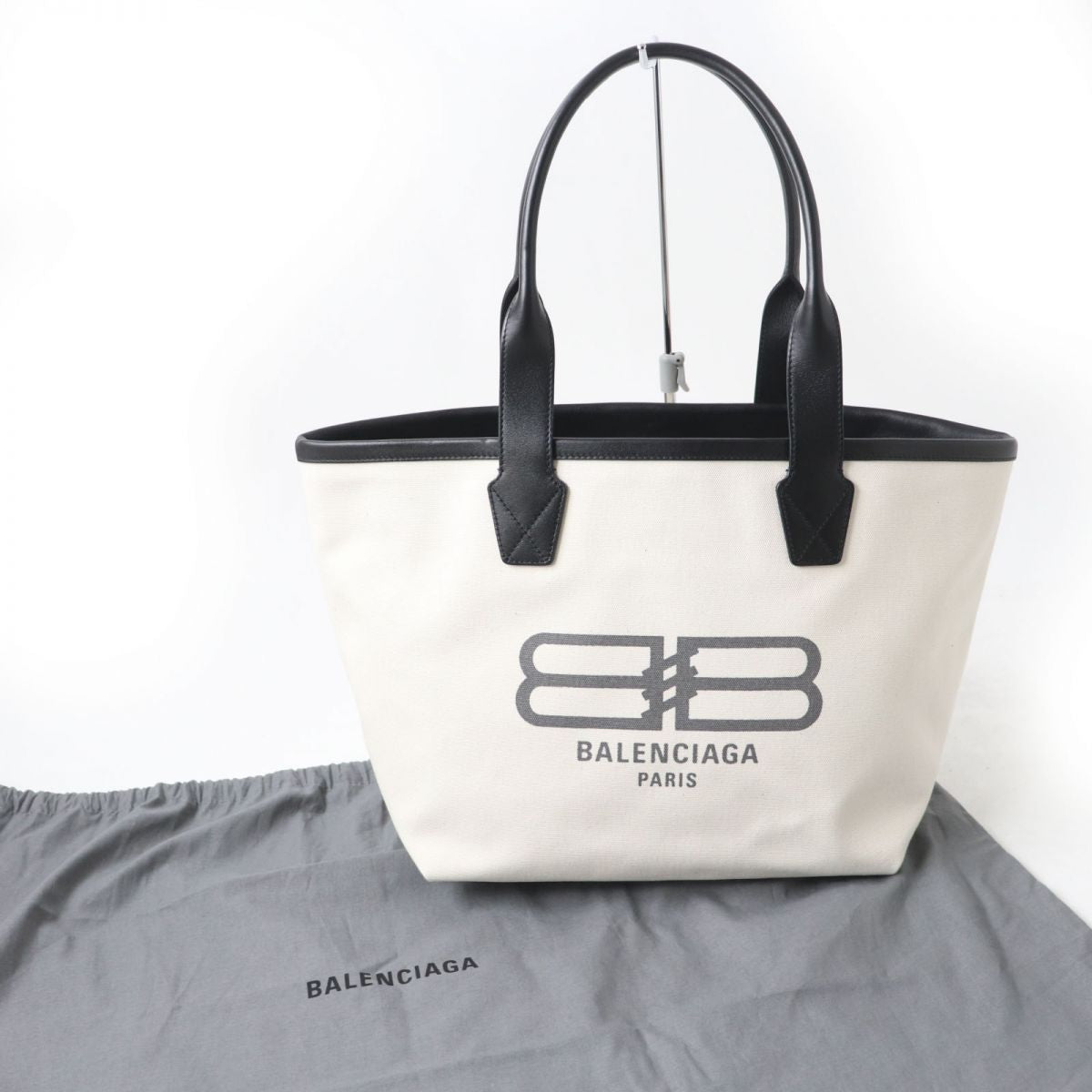balenciaga JUMBO Logo Tote Bag Ivory Black
