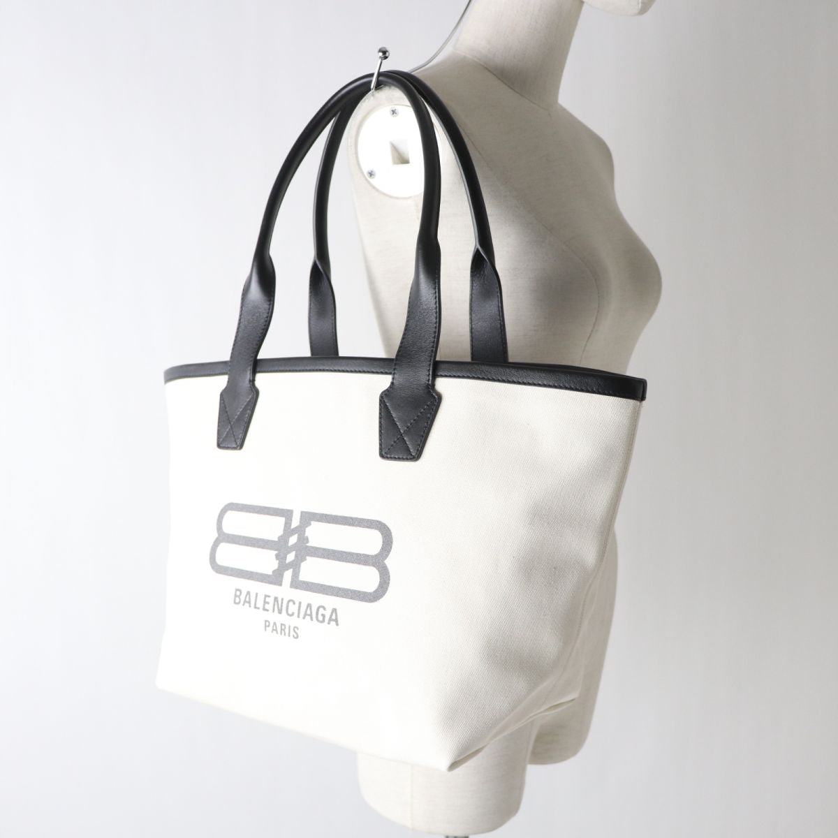 balenciaga JUMBO Logo Tote Bag Ivory Black