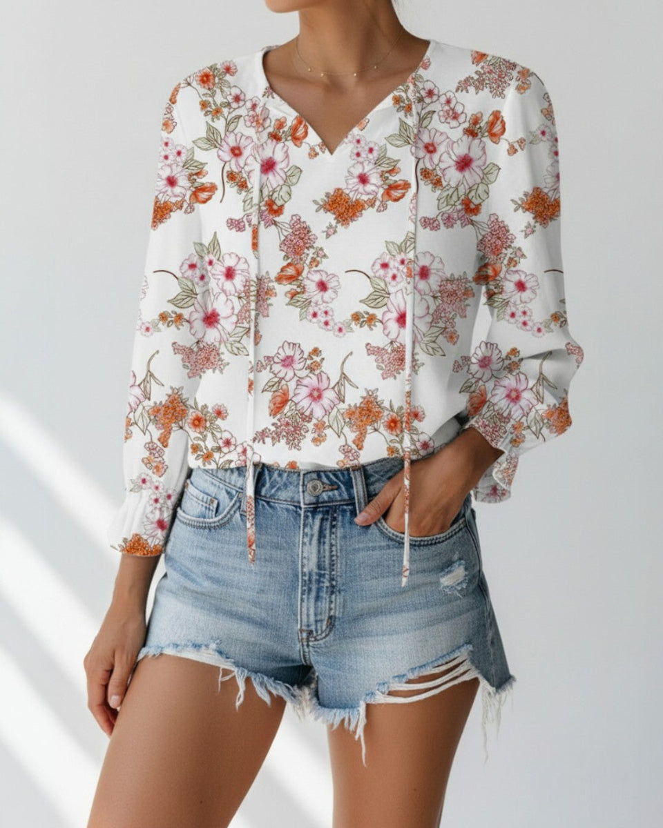 Jessie | Long Sleeve Floral Blouse with V-Neck