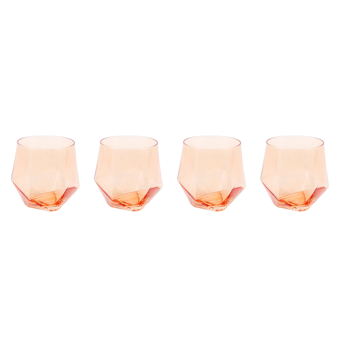 Just Feed Me by  4-Piece 15-Ounce Stemless Wine Glass Set, Peach Amber
