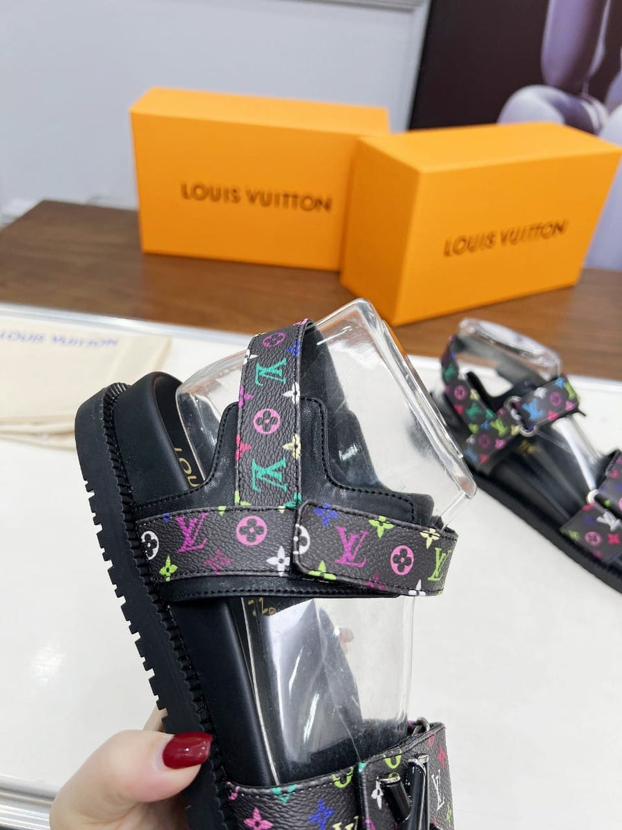 LV X MURAKAMI LV SUNSET FLAT COMFORT SANDAL BLACK 1AGXF6