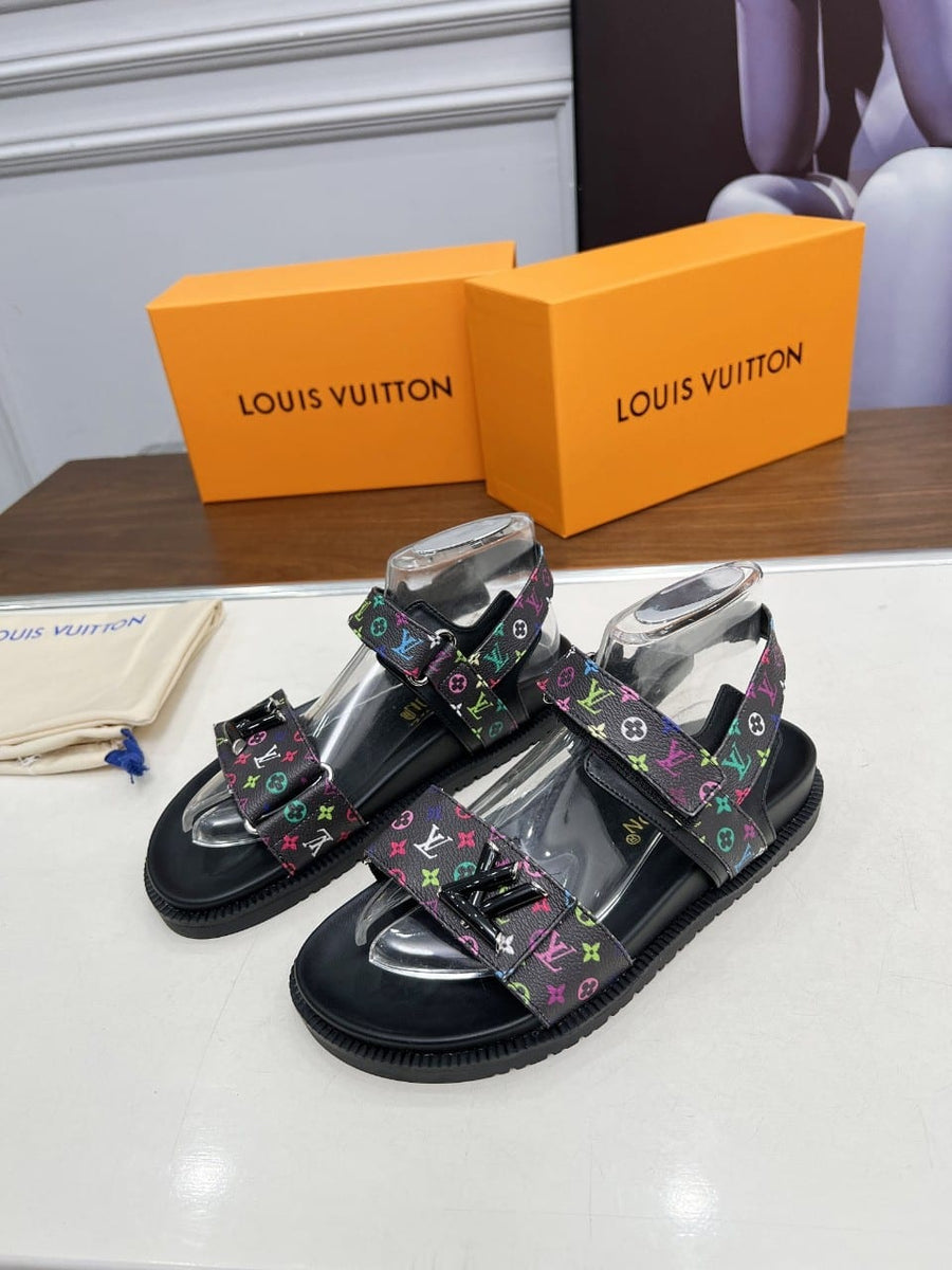 LV X MURAKAMI LV SUNSET FLAT COMFORT SANDAL BLACK 1AGXF6