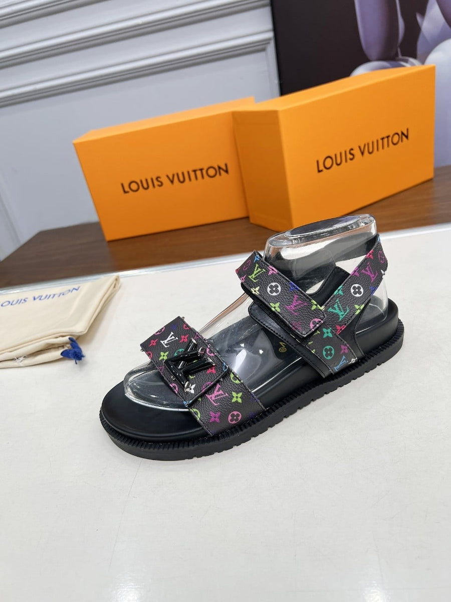 LV X MURAKAMI LV SUNSET FLAT COMFORT SANDAL BLACK 1AGXF6