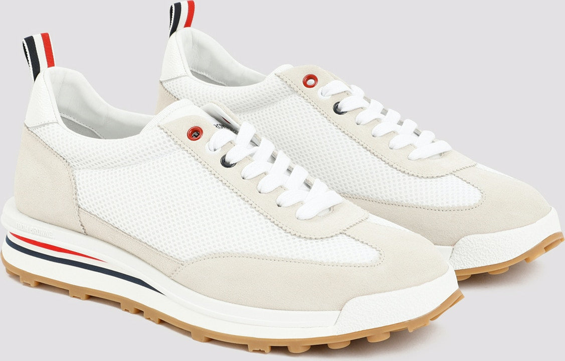 LEATHER AND FABRIC LOW-TOP SNEAKERS