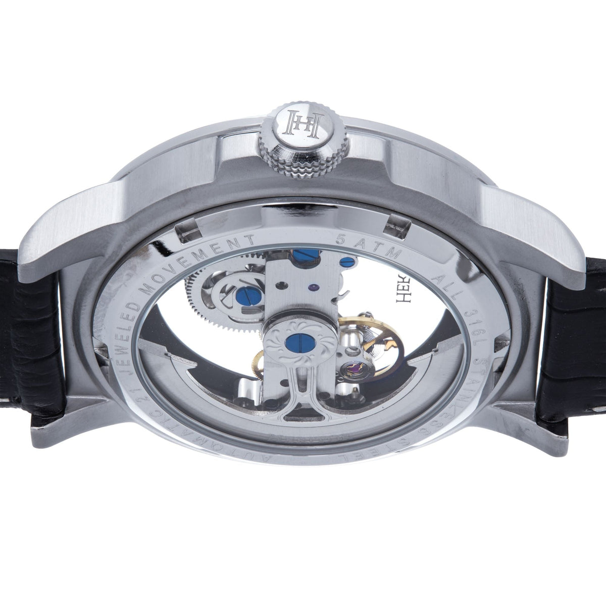 Heritor Automatic Xander Semi-Skeleton Leather-Band Watch