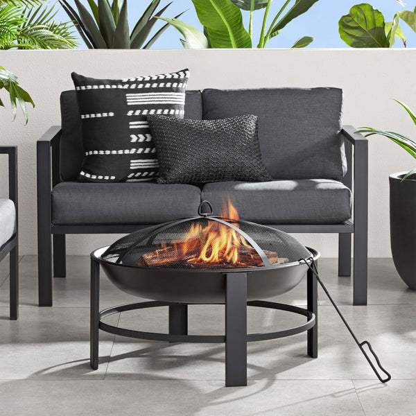 28" round Wood Burning Fire Pit, Steel Frame