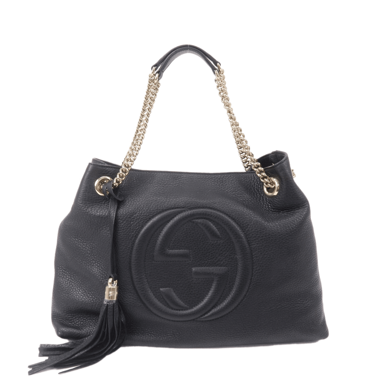 GUCCI SOHO Leather Chain Shoulder Bag Black 308982