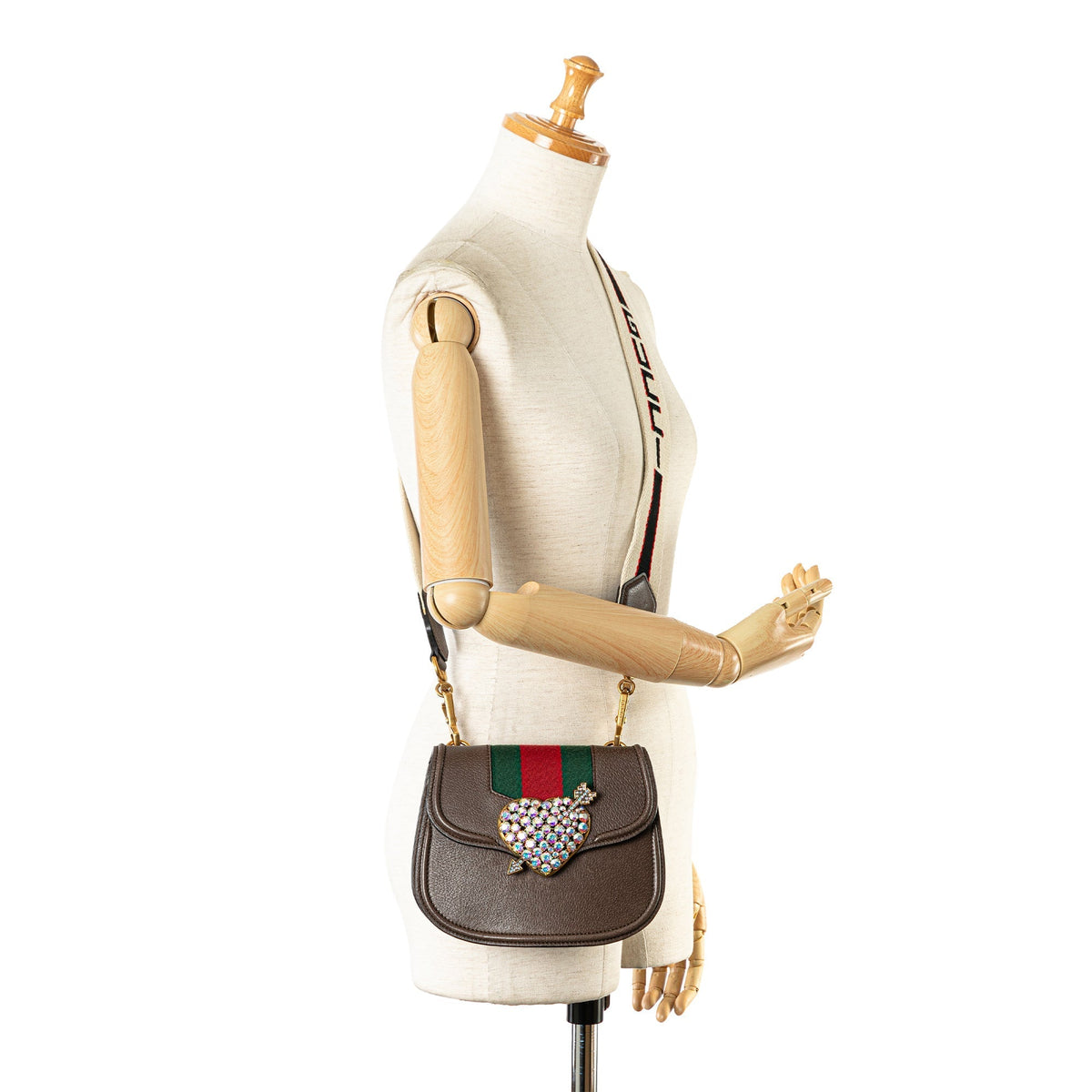 GUCCI Small Linea Totem Crystal Heart Crossbody Crossbody Bag
