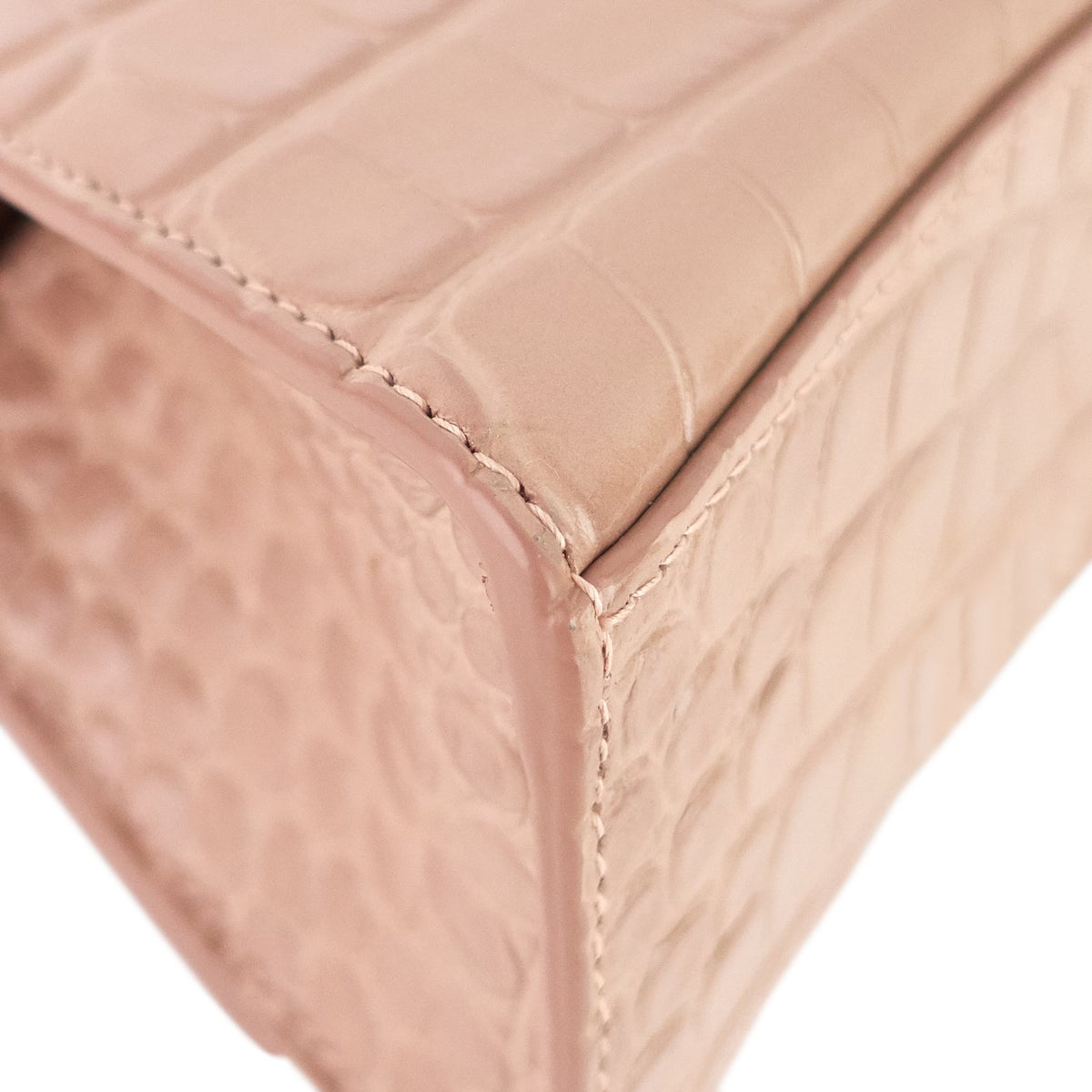 balenciaga Hourglass XS Croc Embossed Leather Top Handle Bag