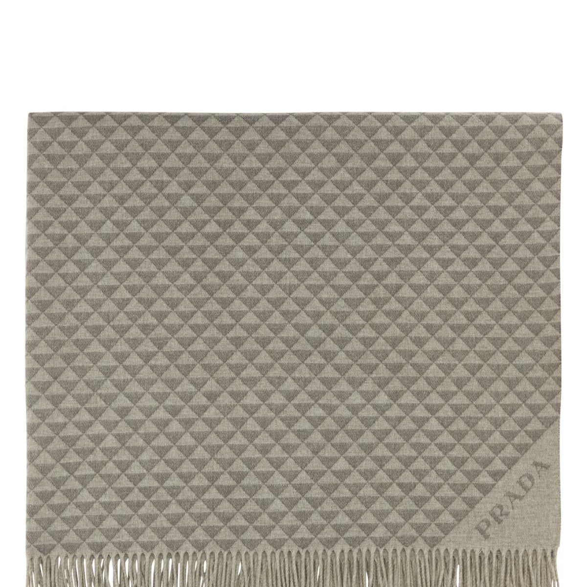 PRADA Embroidered Wool Blend Symbole Double Blanket