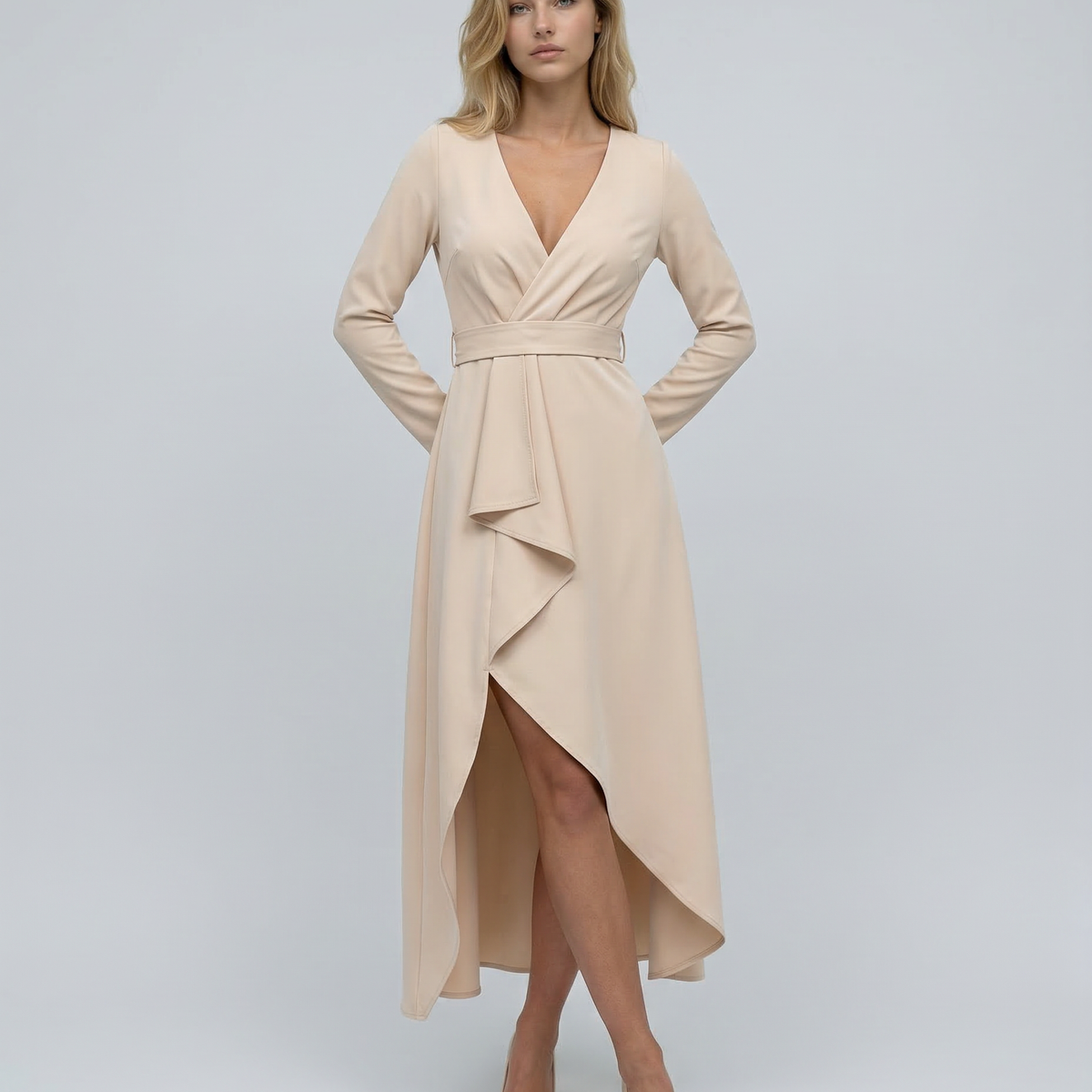 Charlotte | Wrap Midi Dress with Long Sleeves