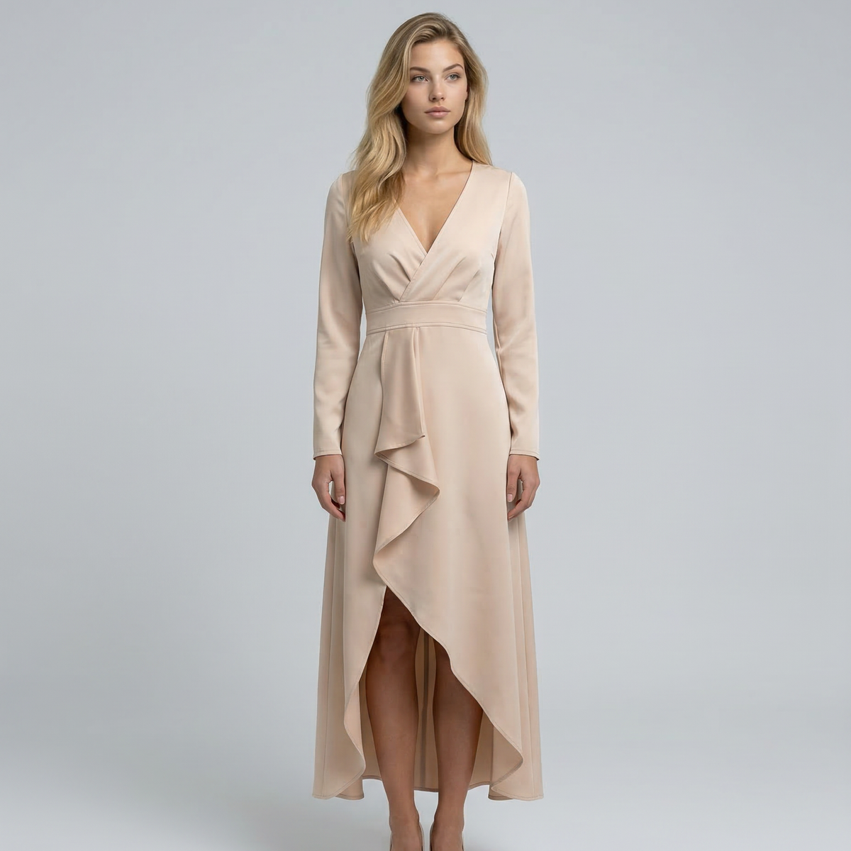 Charlotte | Wrap Midi Dress with Long Sleeves