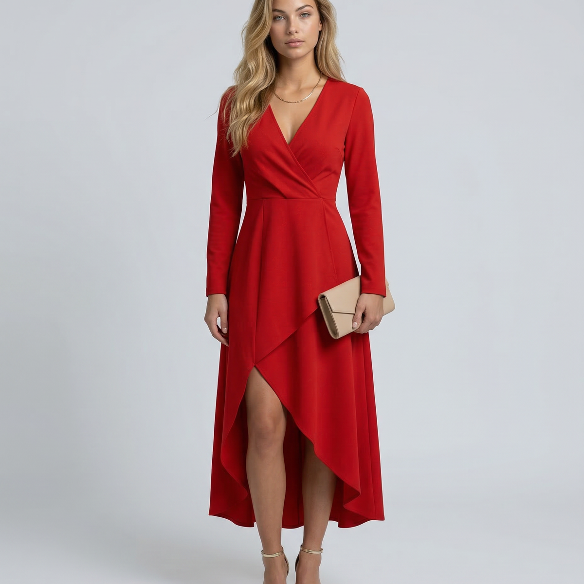 Charlotte | Wrap Midi Dress with Long Sleeves