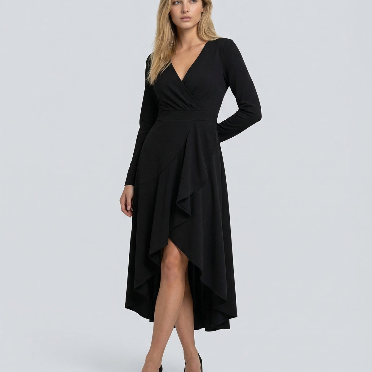 Charlotte | Wrap Midi Dress with Long Sleeves