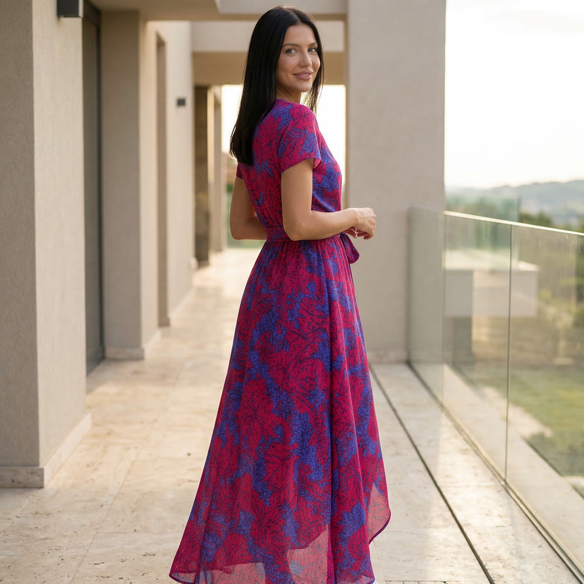 Elowen | Wrap Maxi Dress with Short Sleeves