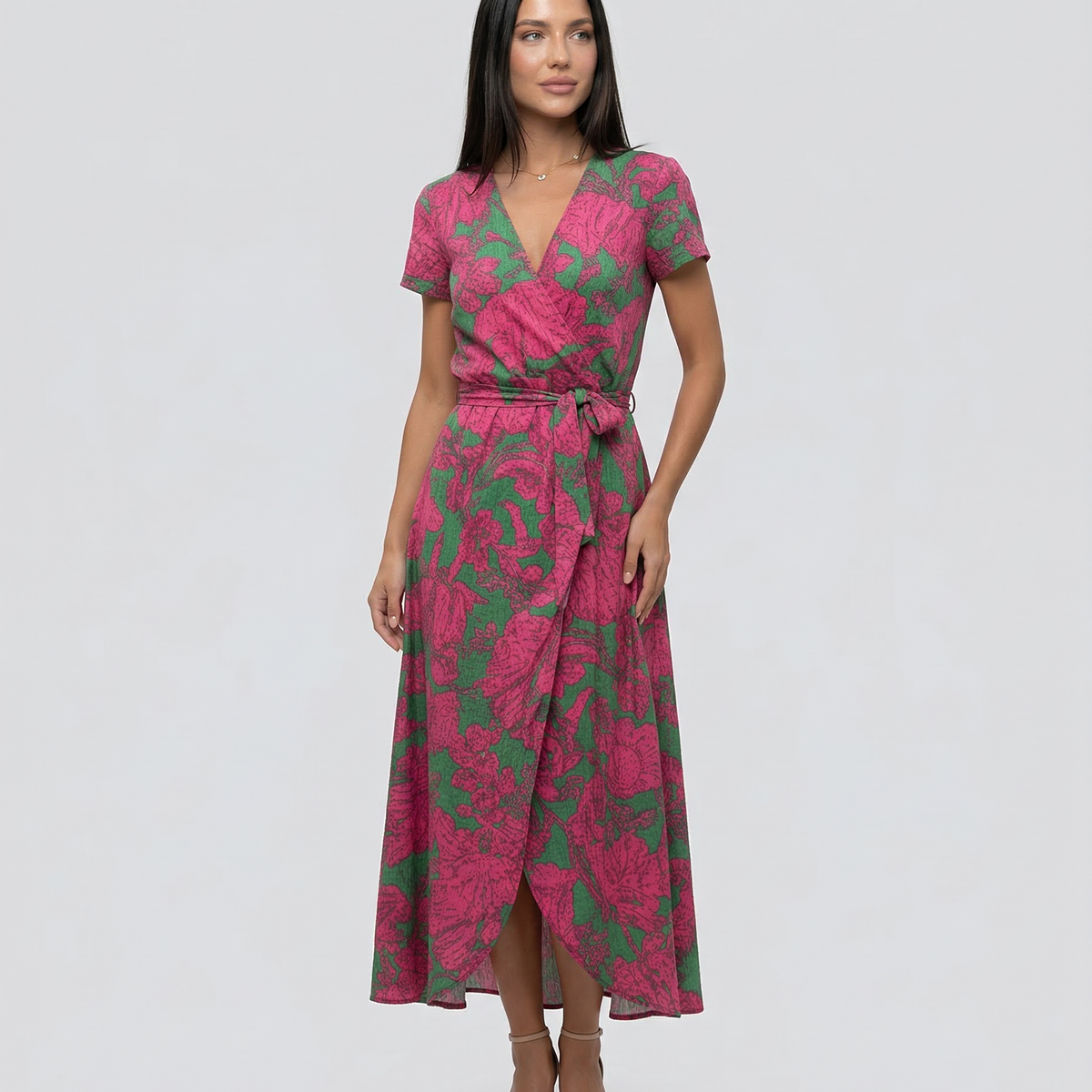 Elowen | Wrap Maxi Dress with Short Sleeves