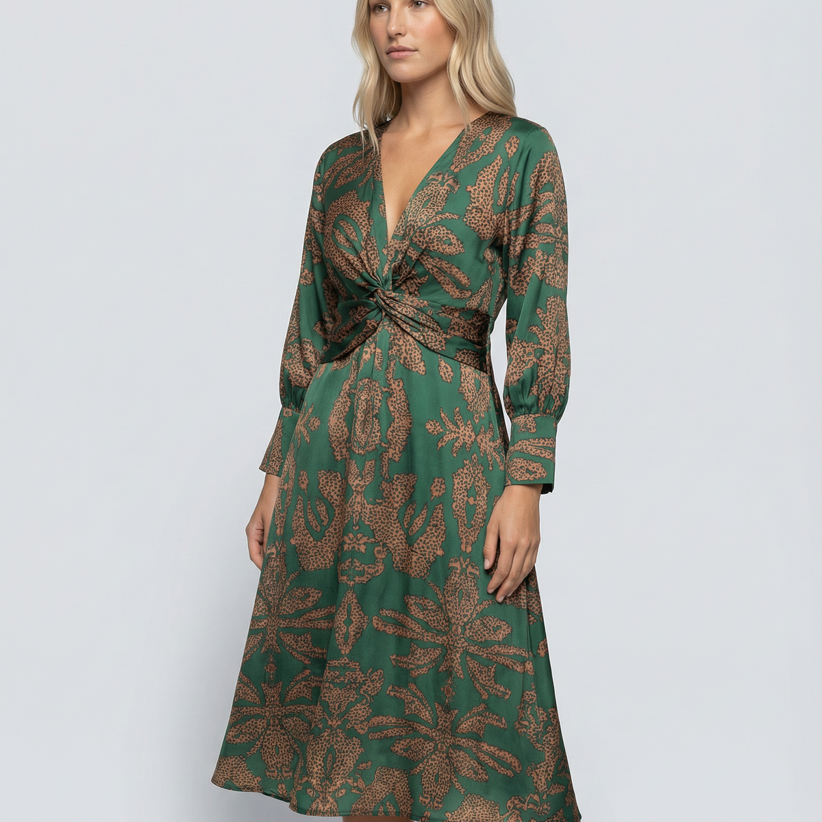 Mirella | Printed Midi Dress with Tie Waist