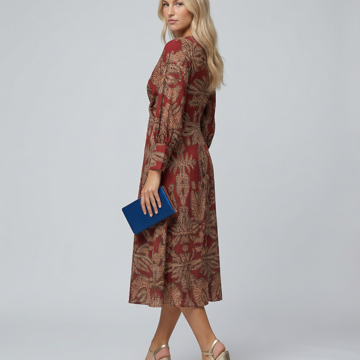 Mirella | Printed Midi Dress with Tie Waist