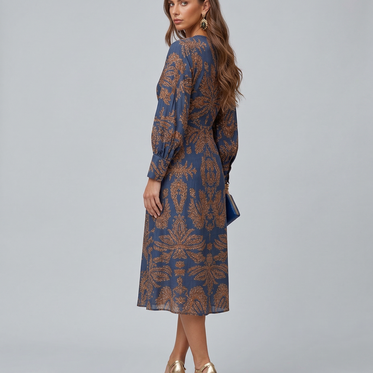 Mirella | Printed Midi Dress with Tie Waist