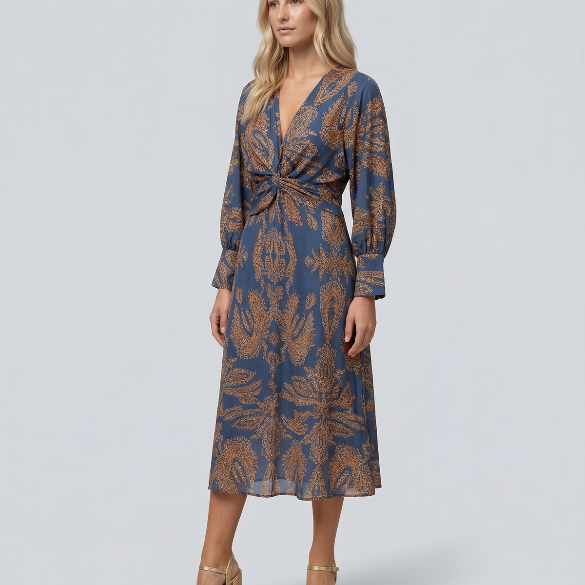 Mirella | Printed Midi Dress with Tie Waist