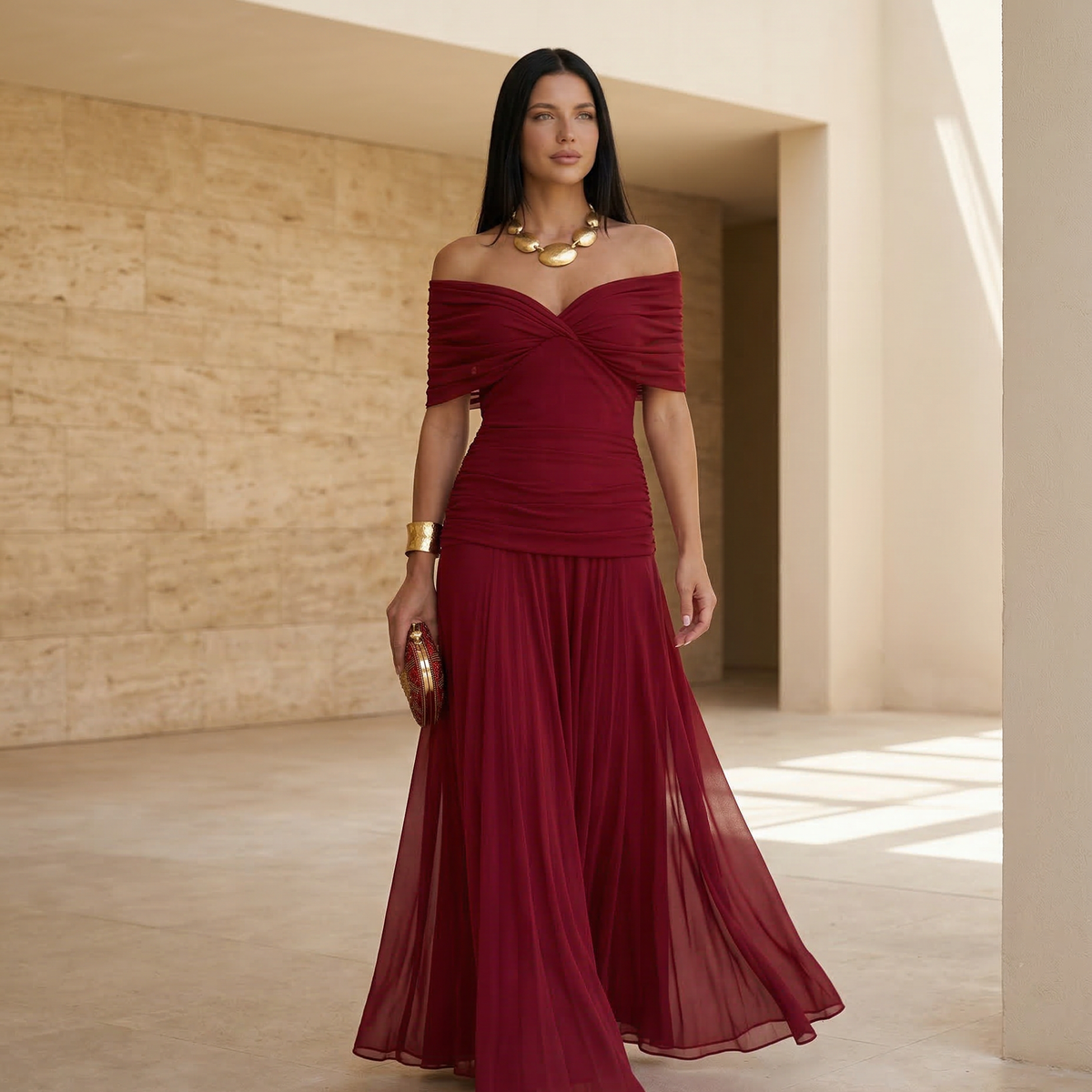 Eloria | Maxi Dress with Draped V-Neck
