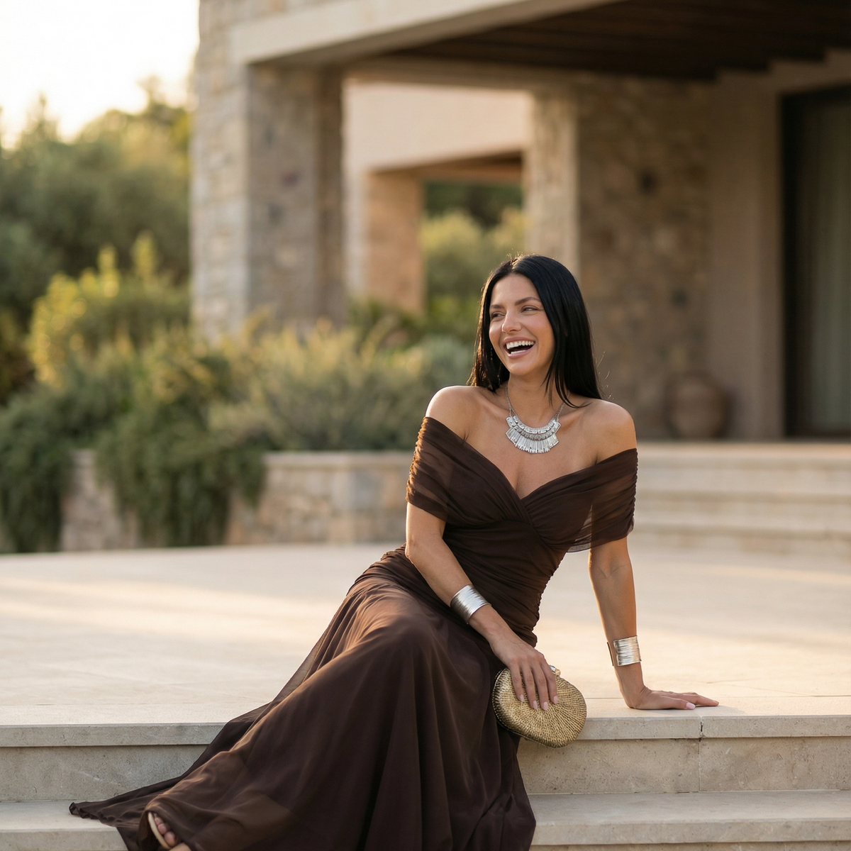 Eloria | Maxi Dress with Draped V-Neck