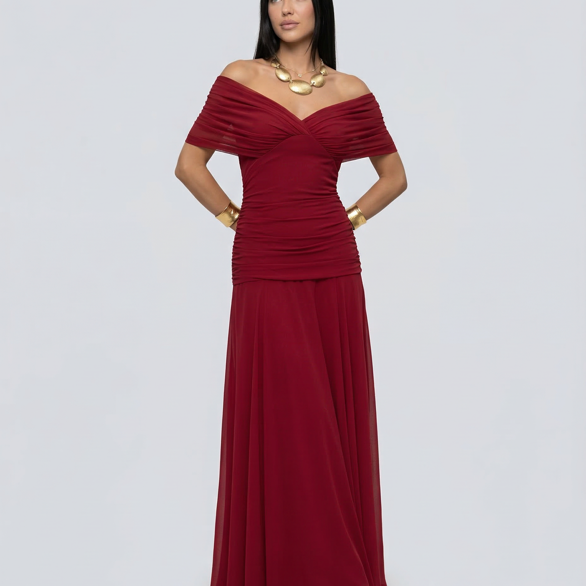Eloria | Maxi Dress with Draped V-Neck