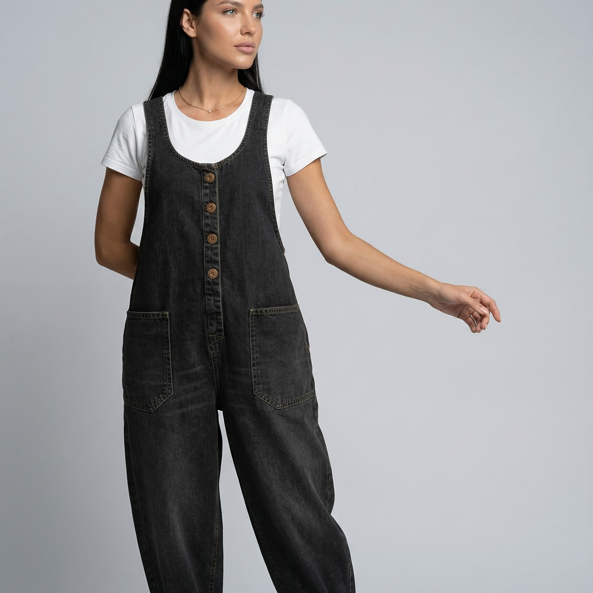 Abigail | Denim Jumpsuit with Button Front