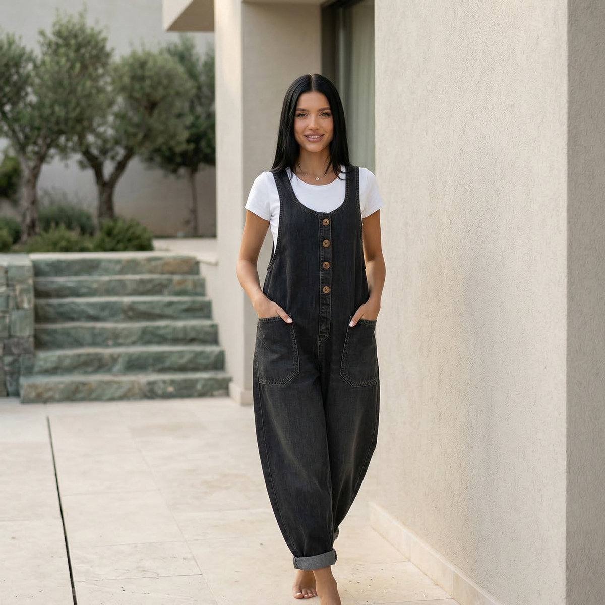 Abigail | Denim Jumpsuit with Button Front